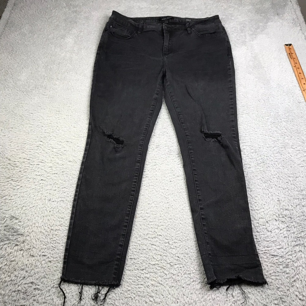 Judy Blue Jeans Womens 15/32 (35x28) Black Destroyed Slim Fit Stretch Denim